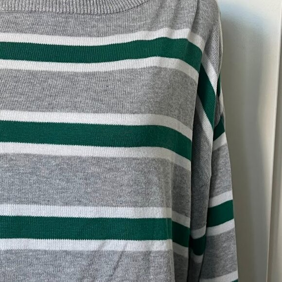 Garage Gray Green Stripe Pullover Cropped Boxy Long Sleeve Sweater Size Small - Picture 8 of 12